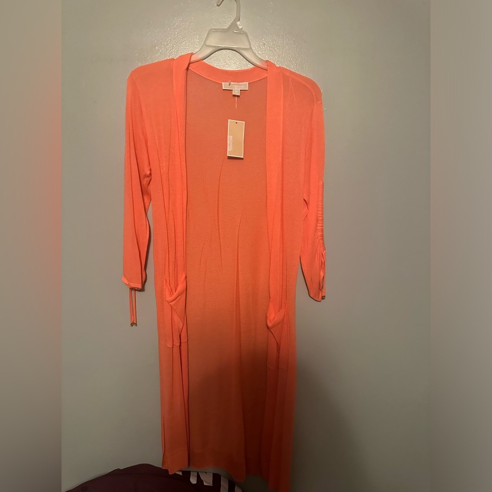 NWT Michael Kors peachy pink long cardigan